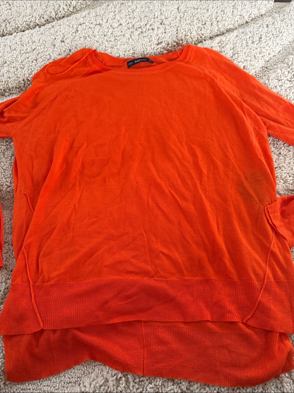 Zara Women’s Bright Orange Lightweight Knit Sweatshirt